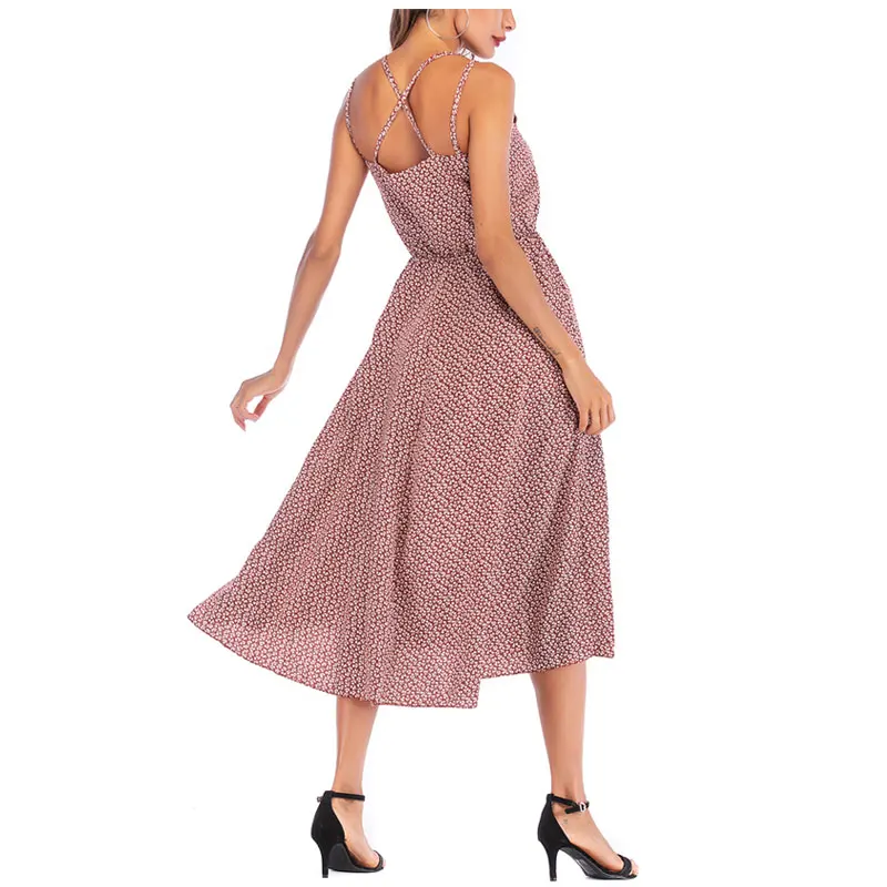 

Sexy Floral Lace Dress Women V-Neck Sleeveless Backless Beach Dress Casual Street Clothes Dress Elegant Party Dress Vestidos