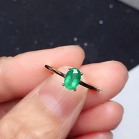 100 natural emerald ring for daily wear hotsale 4mm6mm emerald silver jewelry simple 925 silver emerald jewelry gift for woman