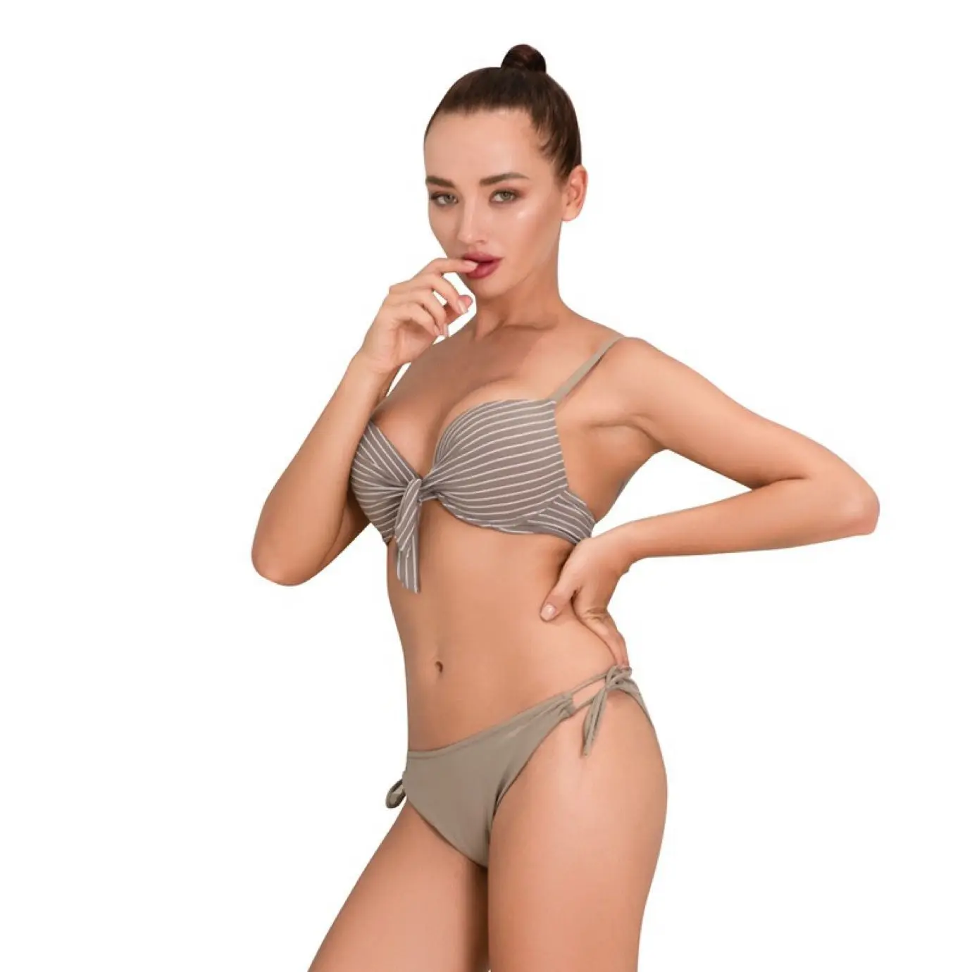 

Fashion Bikini sexy gathered stripe print triangle split Women's swimsuit Swimwear Bath suits Two-piece swimsuit beachwear