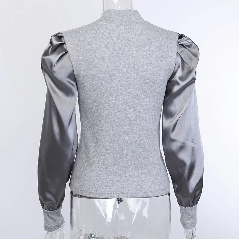 Forefair Корейская ребристая с пышными рукавами Элегантная блузка для женщин весна