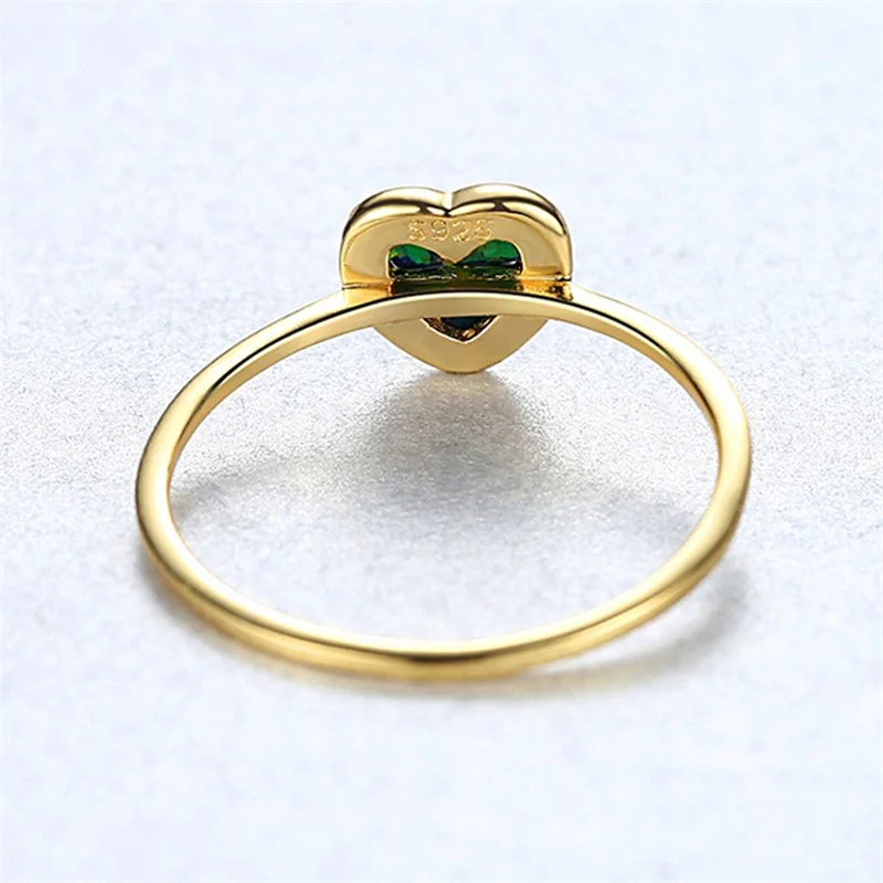 Bague Ringen Trendy Pure Silver 925 Jewelry Ring for Women Charms Heart Shaped Opal White Blue Green Opening Adjust Rings Party | Украшения