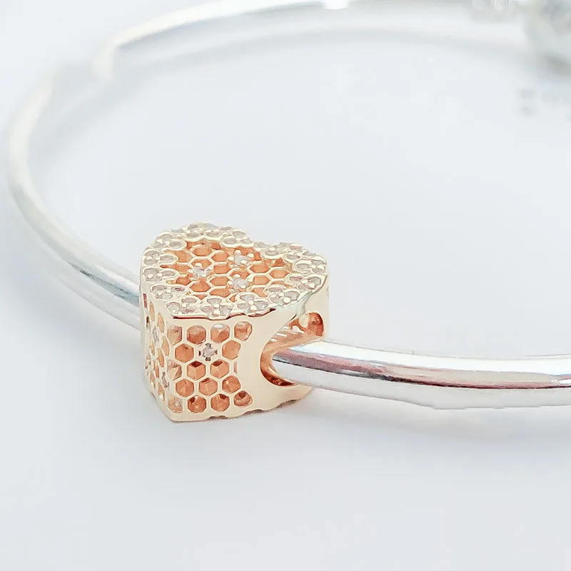 

Authentic 925 Sterling Silver Beads New Creative Honeycomb Lace Beads Fit Original Pandora Bracelet For Women Diy Jewelry