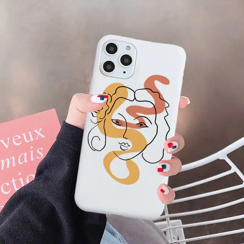 

New Funny Art Sketch Phone Case White Candy Color for iPhone 6 7 8 11 12 s mini pro X XS XR MAX Plus