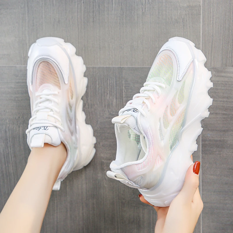 

New Sneakers Women Shoes Designer Breathable Zapatillas Mujer Jelly Sole Platform Shoes Women Chunky Sneakers Sport Basket Femme