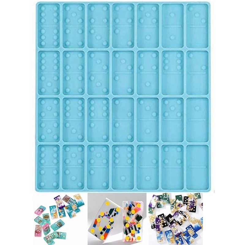 

28 Cavities Dominoe Mould Non-Stick Fondant Pan Tray for Pendant, Epoxy Molds, Cake Jewelry Making Tool Clay Mold