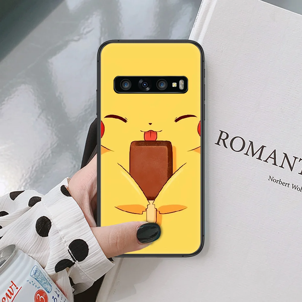 

Cute Pikachus cartoon Phone Case For Samsung Galaxy Note S 8 9 10 20 Plus E Lite Uitra Black black Waterproof Trend Hoesjes 3D