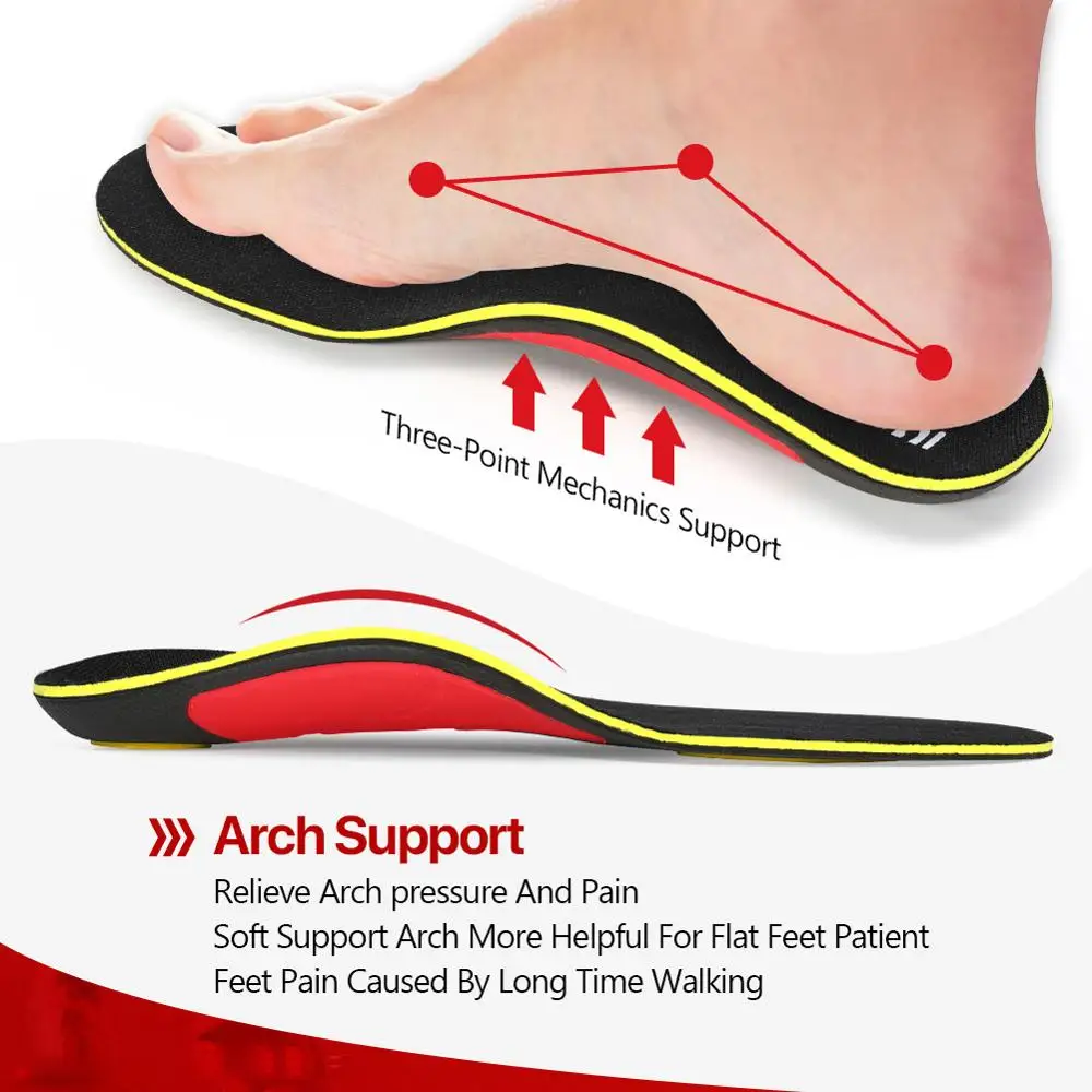 BANGNI Mild Orthopedic Insoles Arch Support Relieve Flat Feet Plantar Fasciitis Shoes Pad Sole Care Inserts for Men Women