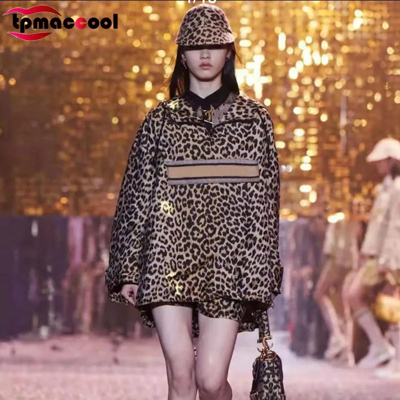 

designer fashion 1:1 2021 New Classic Leopard Pattern Long-Sleeved Hooded Casual Shell Jacket trench Coat for Women jackets S-L