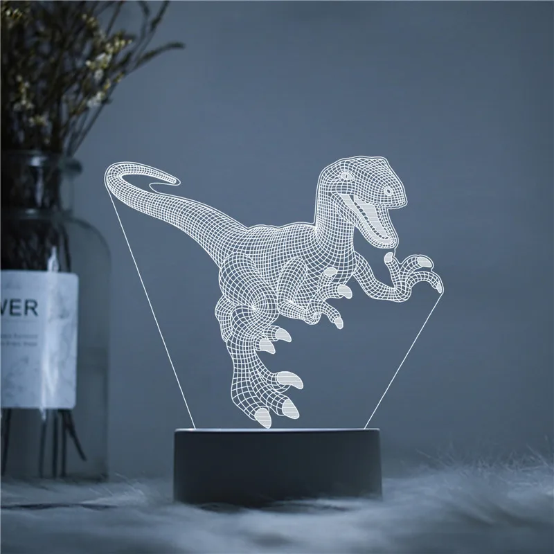 Jurassic период парк динозавров СЕРИИ Светодиодный 3D акриловый Ночник светильник с