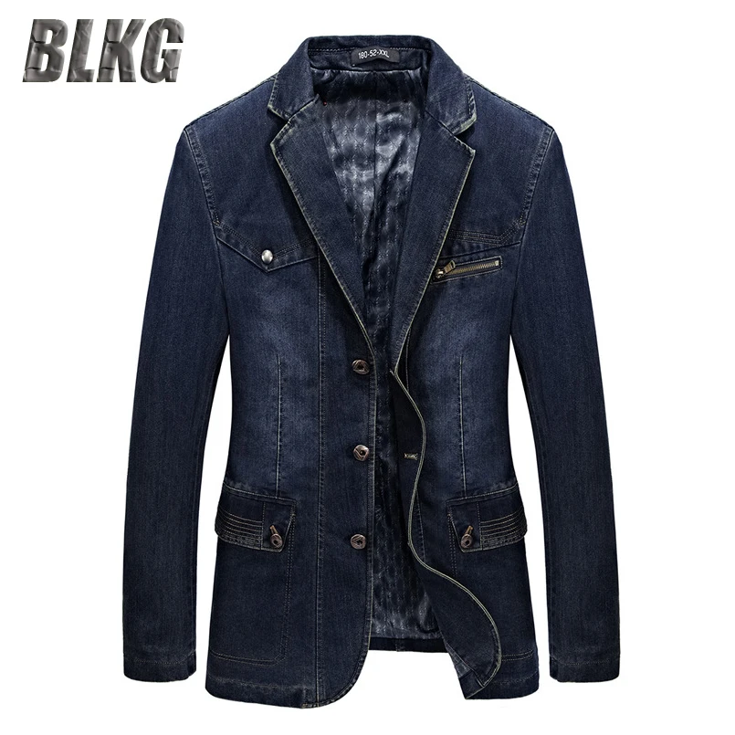 Мужской джинсовый пиджак blкг хлопковая куртка в стиле милитари джинсовая