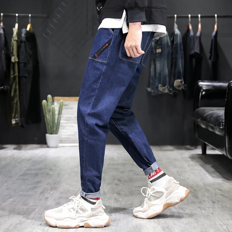 Новая мужская одежда 2020 мужские джинсы шаровары джинсовые потертые повседневные