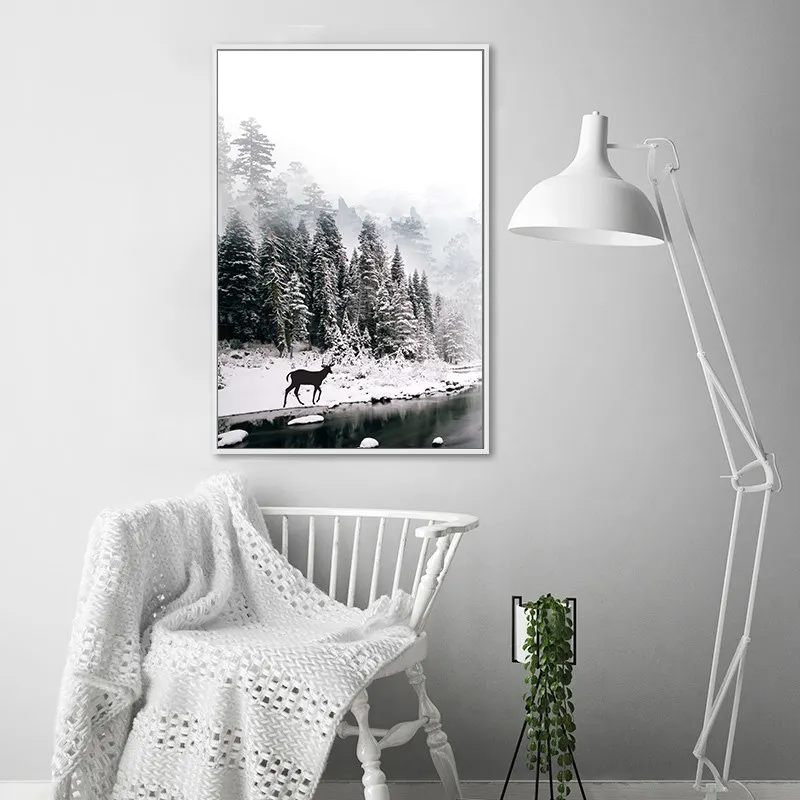 

3 Pieces Forest Winter Landscape Wall Art Canvas Painting Quotes Nordic Poster Print Wall Pictures for Living Room Home Decor