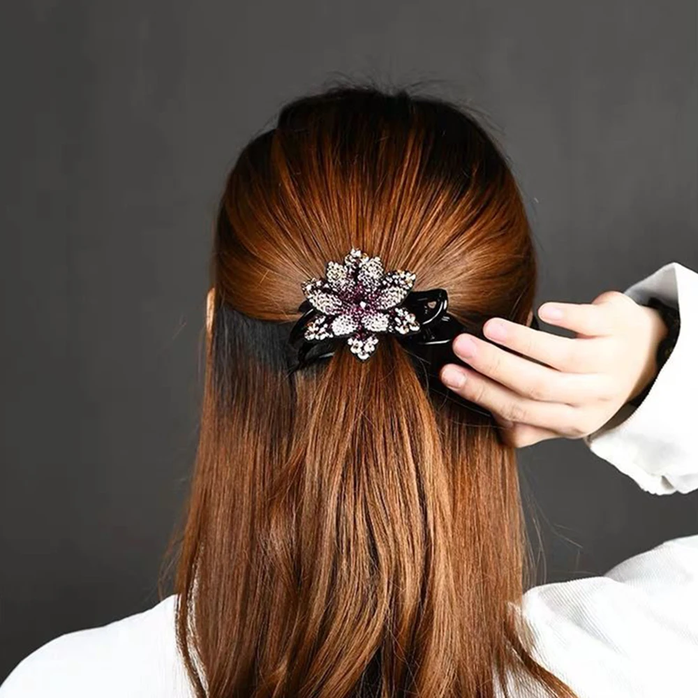 

Claws Ponytail Shinning Headwear Vintage For Women Hairpin Rhinestone Duckbill Hair