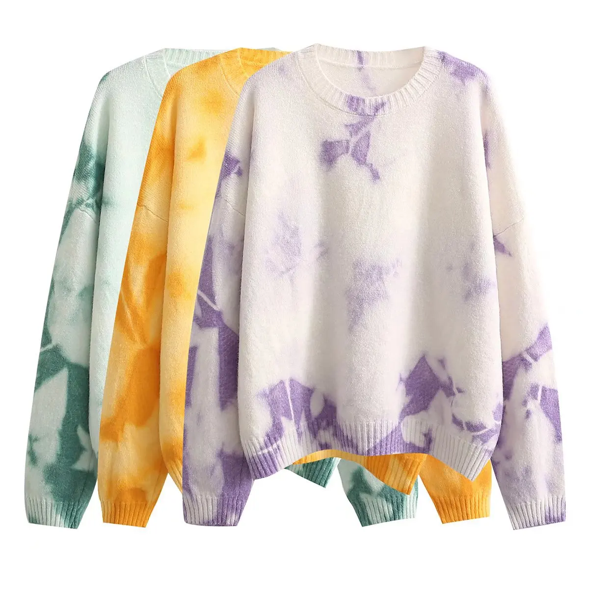 

2021 женские осенние пуловеры с круглым вырезом, свободные стильные женские свитера, топы для женщин, женские вязаные пуловеры большого разме...