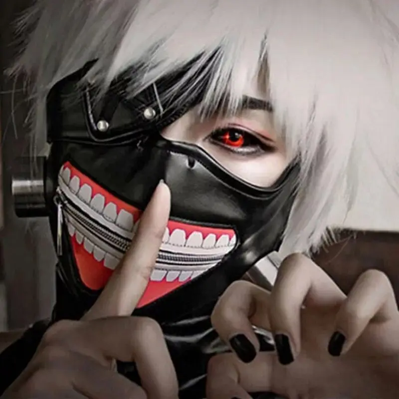 Anime Tokyo Ghoul Cosplay Mask Kaneki Ken And Wig Adjustable Zipper Masks Accessories Halloween | Тематическая одежда и