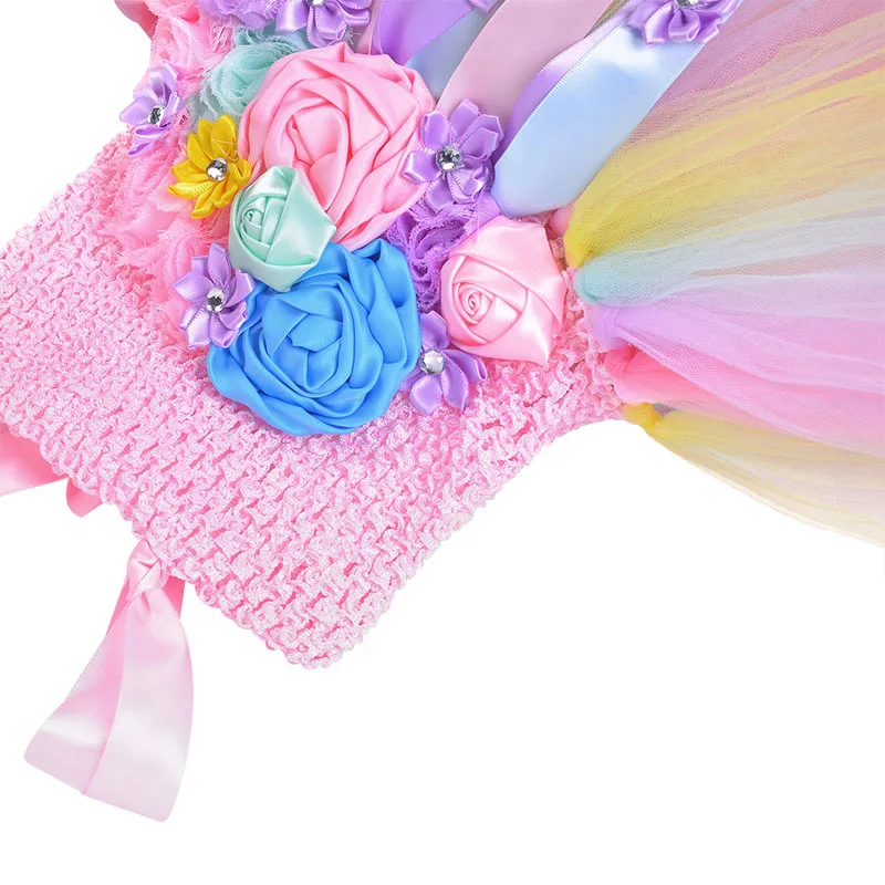 2019 Halloween Girls Sweet Princess Unicorn Dress Crochet Top Handmade Tutu Cross-border Flower Girl Wedding Party Wear 1-12Y | Детская