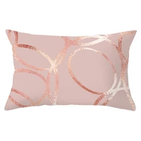simple pink printing protection waist pillowcase polyester peachskin fabric car pillow case rectangle sofa cushion cover