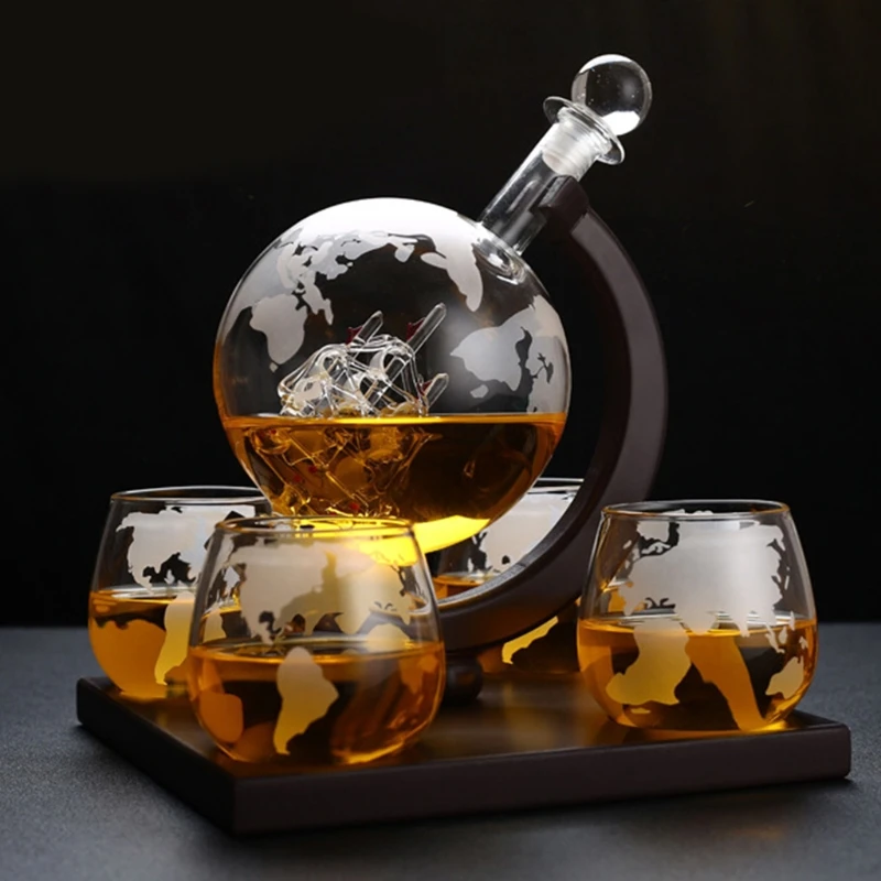 Whiskey glass and bottle set Creative globe wine container Vodka glass Home office decorations Bar wine set lead-free glass