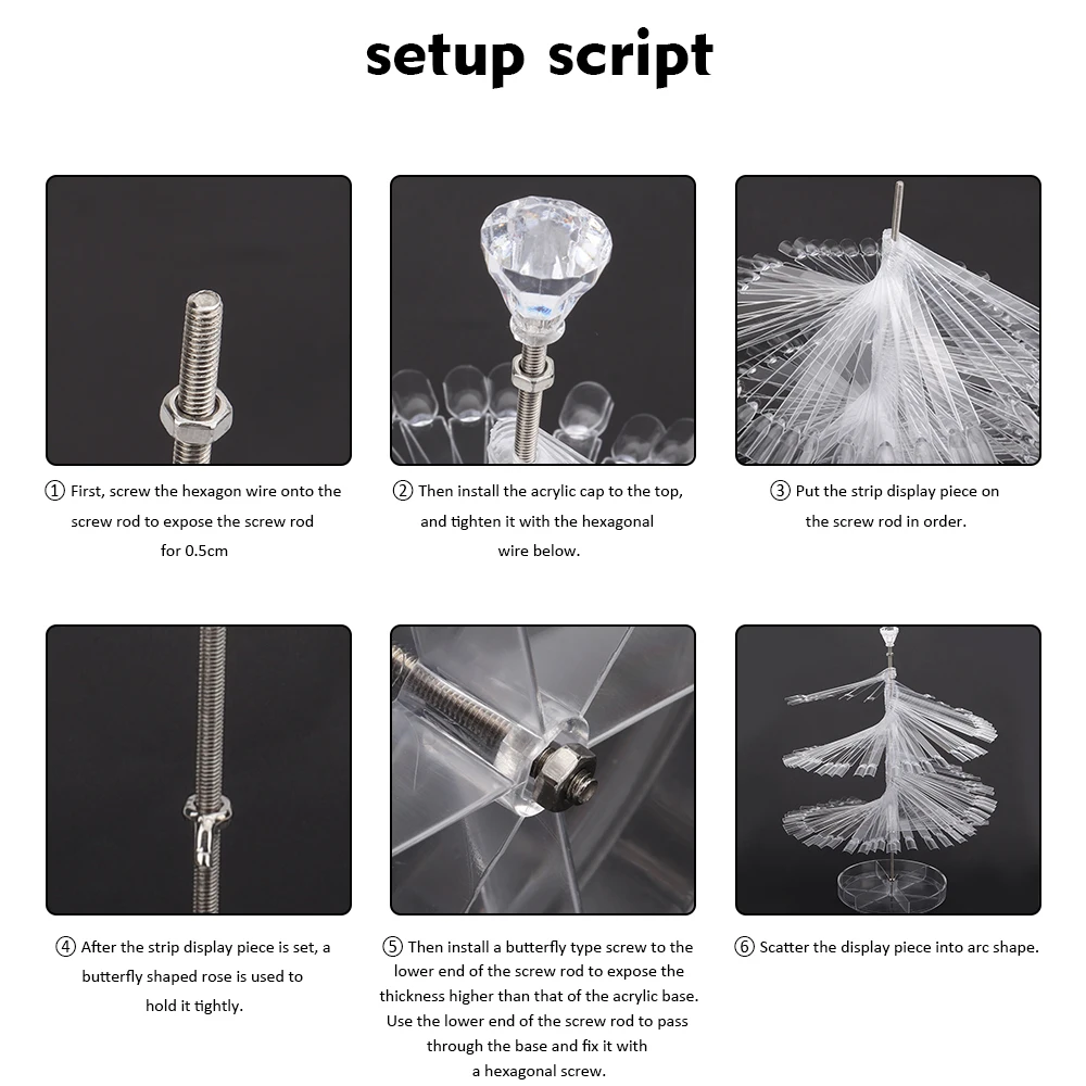 

120 Sticks Nail Art Display Stand Rotate False Nails Showing Nail Art Salon Manicure Practice Tool DIY Nail Gel Training