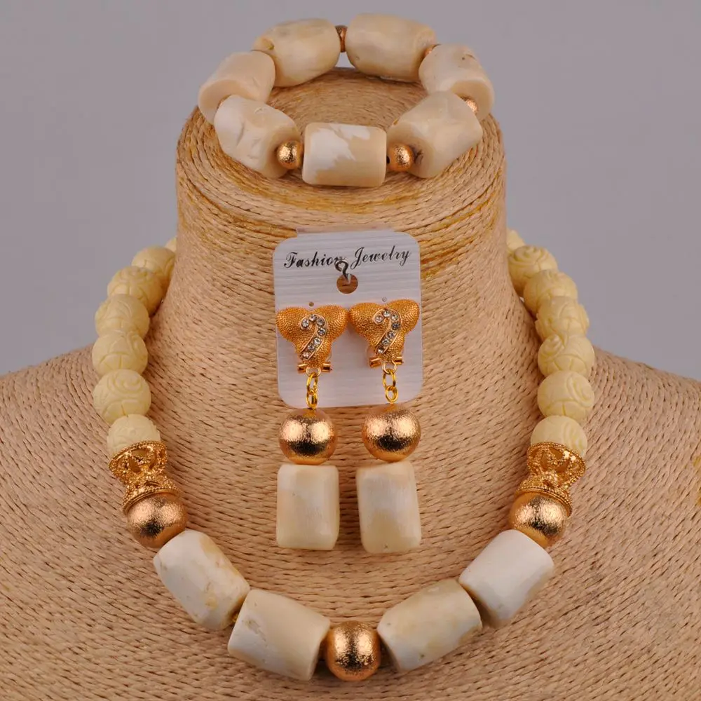 

White Coral Jewelry African Wedding Beads Nigerian Bridal Set