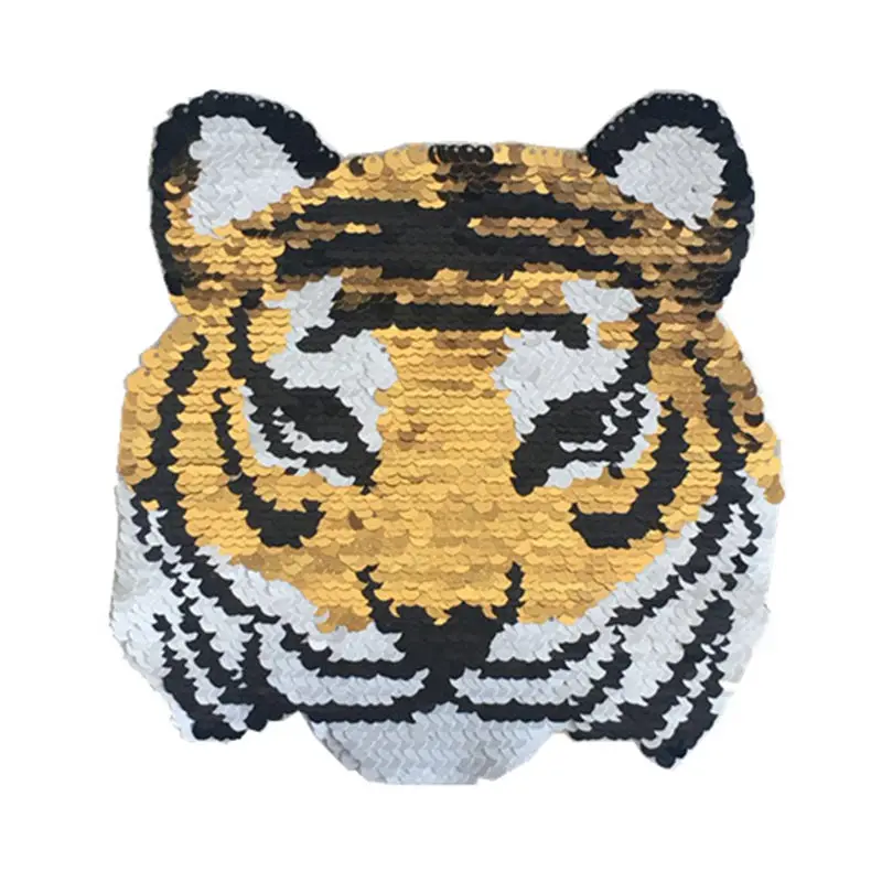 New 1pc Tiger Reversible Change Color Sequins Patches DIY Sew On For Clothes Applique Clothing Decoration | Дом и сад