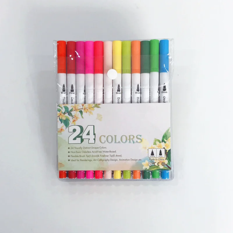 

Double-headed Hook Line Pen Color Marker Soft-tip Watercolor Pen School Student Art Supplies Children's Gift Painting Set