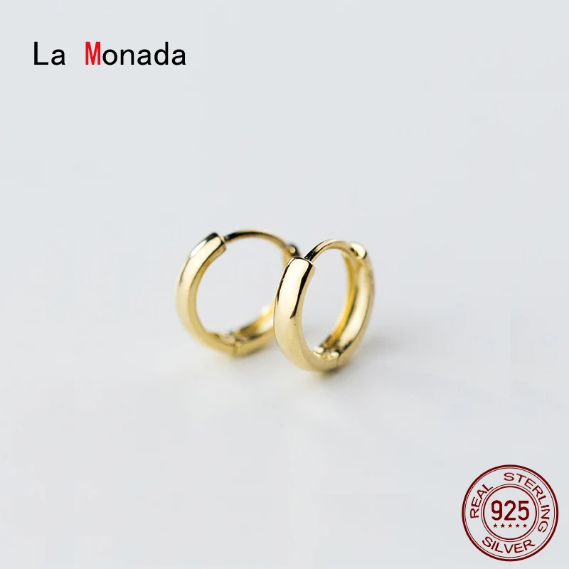 

La Monada 925 Silver Woman Earring Round Glossy Plain Ear Piercing 925 Silver Jewelry Small Hoop Earrings For Women Female Girls
