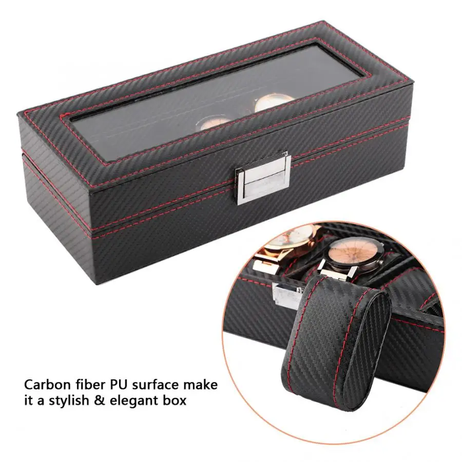 Держатель для часов 5 слотов коробка Дорожный Чехол из углеродного волокна