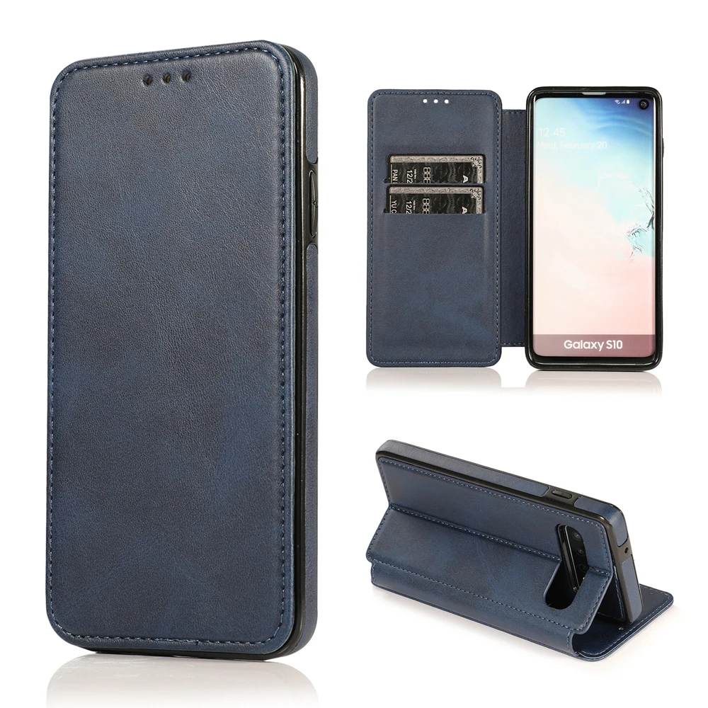 S10 S10+ Магнитный Премиальный кожаный чехол-книжка чехол для samsung Galaxy S10e с держателем для карт Стенд чехлы для телефонов