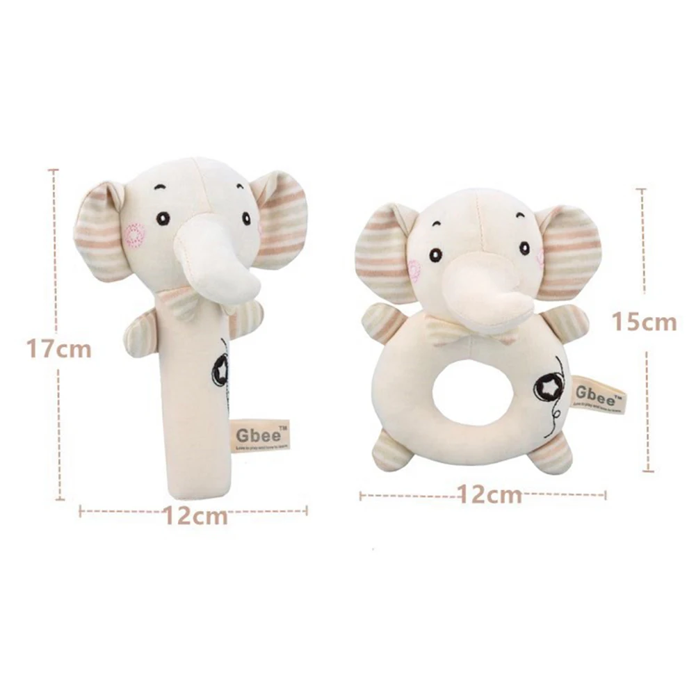 Хлопковая круглая погремушка с мультяшными животными ручная хватка мягкая