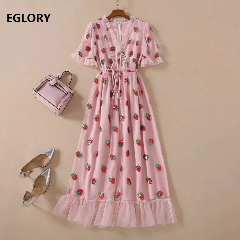 Женское Клубное платье с блестками красное Сетчатое до середины икры V образным