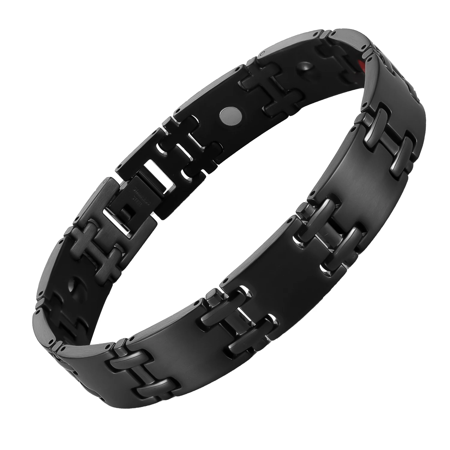 

New Healthy Magnetic Bracelet Unisex Power Therapy Magnets Germanium Stainless Steel Bangles Black Charm Jewelry