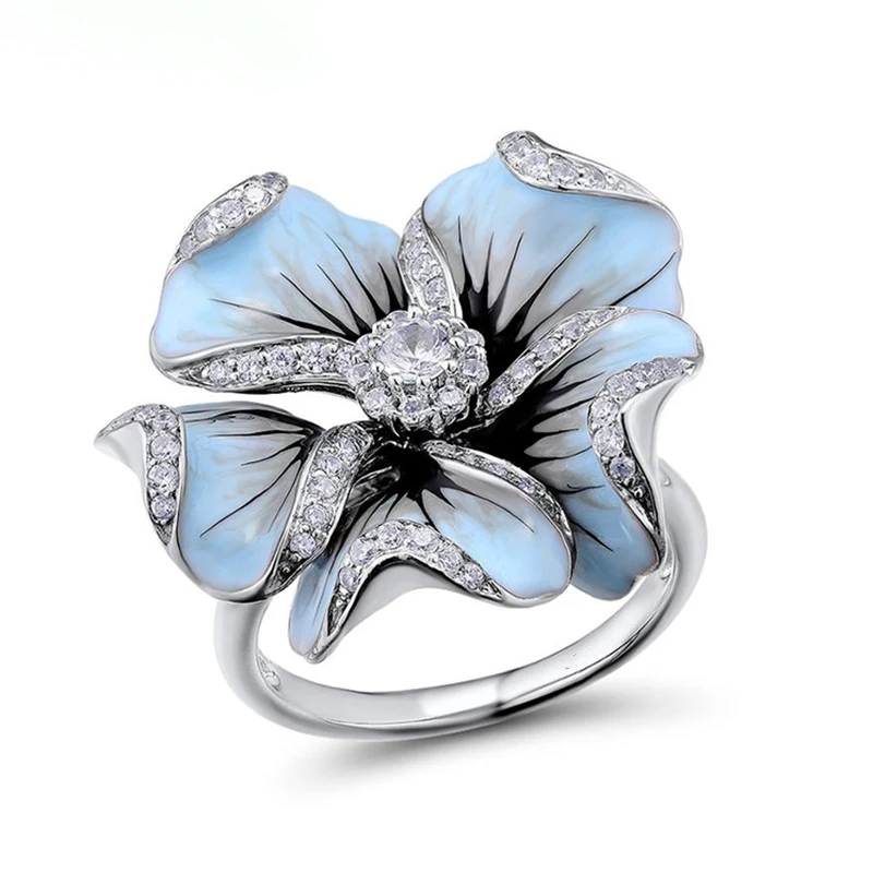 Ring M350 Элегантные кольца с кубическим цирконием и цветами для женщин, свадебный подарок, роскошные ювелирные изделия, Кристальное кольцо принцессы, женские модные аксессуары Z4K822 - Цвет основного камня: Ring M350