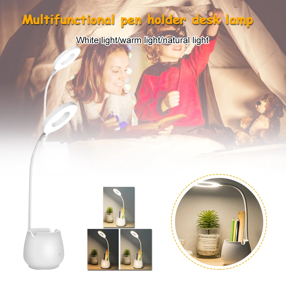 

Flexo Led Table Lamps With Usb Touch Dimmable LED Stand Desk Light Reading Lamp Modern Flexible Study Lamp With Pen Holder