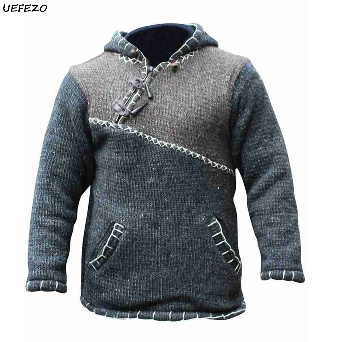 Мужской пуловер в стиле ретро UEFEZO с эффектом потертости осенне зимний