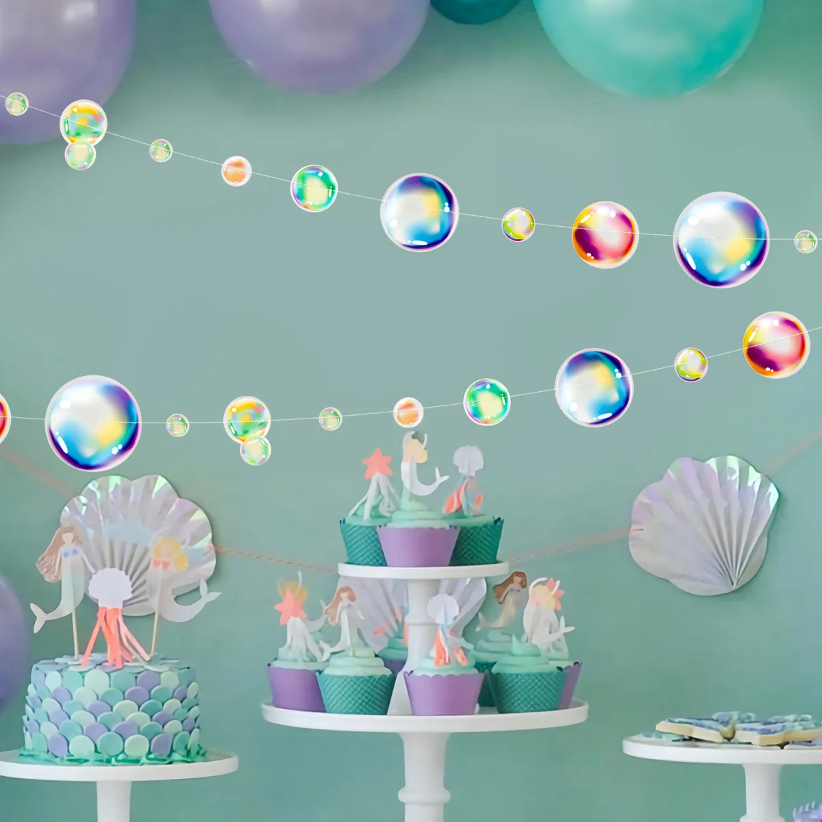 

Colorful Bubble Banner Mermaid Party Aquarium Decor Under The Sea Party Little Mermaid Theme Decor Mermaid Girl 1 Birthday Party