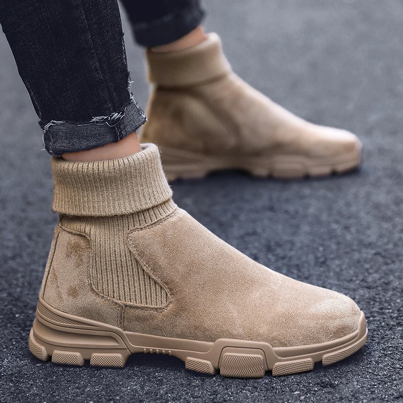 Зимние ботинки мужские шерстяные носки мартинсы уличные модные мужская обувь
