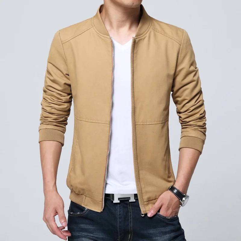 Mens High Quality Zipper Coat Autumn 2020 New Casual Business Slim Fit Thin Jacket Solid Black Stand Collar Outwear Men Big Size | Мужская