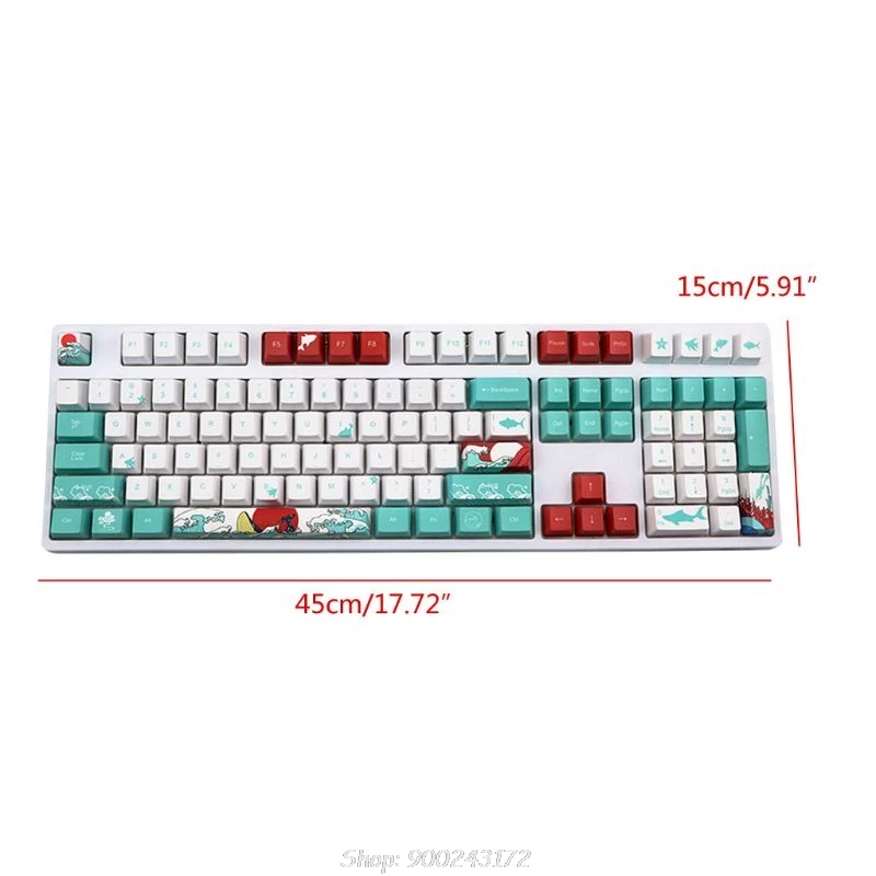 

5 Sides Dye-Sublimation 109 Keys OEM PBT Keycaps Full Set Mechanical Keyboard Keycaps Ukiyo-e Sea Waves Keycaps O16 20 Dropship