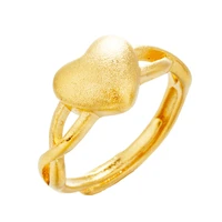 dubai 24k gold jewelry heart shape rings for women opening rings 24k gold ring jewelry for men and women fashion accessories