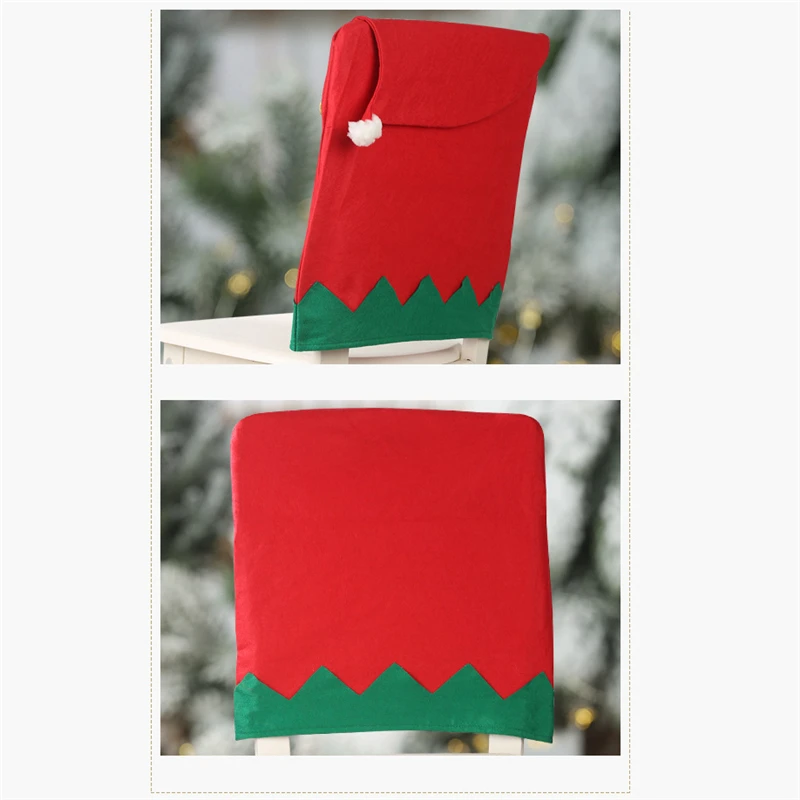 С Новым годом и Рождеством шляпа эльфа рождественские чехлы на стулья обеденный