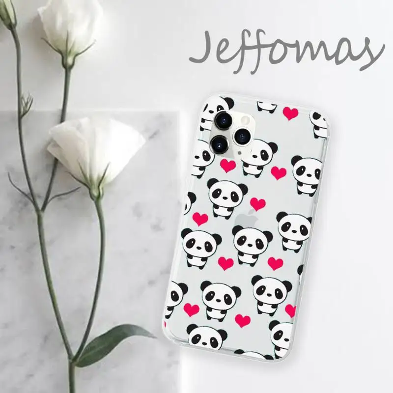 

Panda cute cartoon Phone Case Transparent for iPhone 11 12 mini pro XS MAX 8 7 6 6S Plus X 5S SE 2020 XR