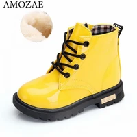 new children shoes boots for children size 21 37 martin boots for girl pu leather waterproof winter kids snow shoes girls boots