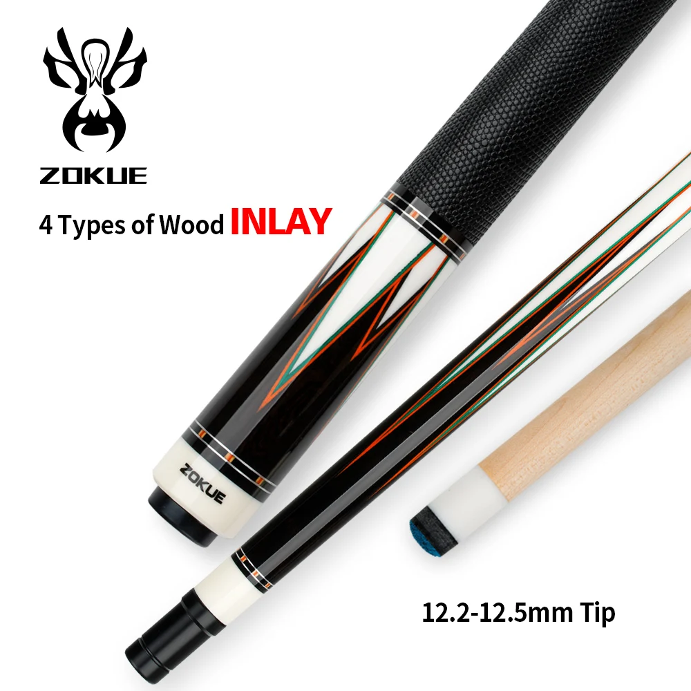 

ZOKUE Pool Cue Real Wood Inlay12.2-12.5mm SEE-EYA Pigskin Tip Professional Stick Genuine Leather Radial Joint Kit Precious Wood