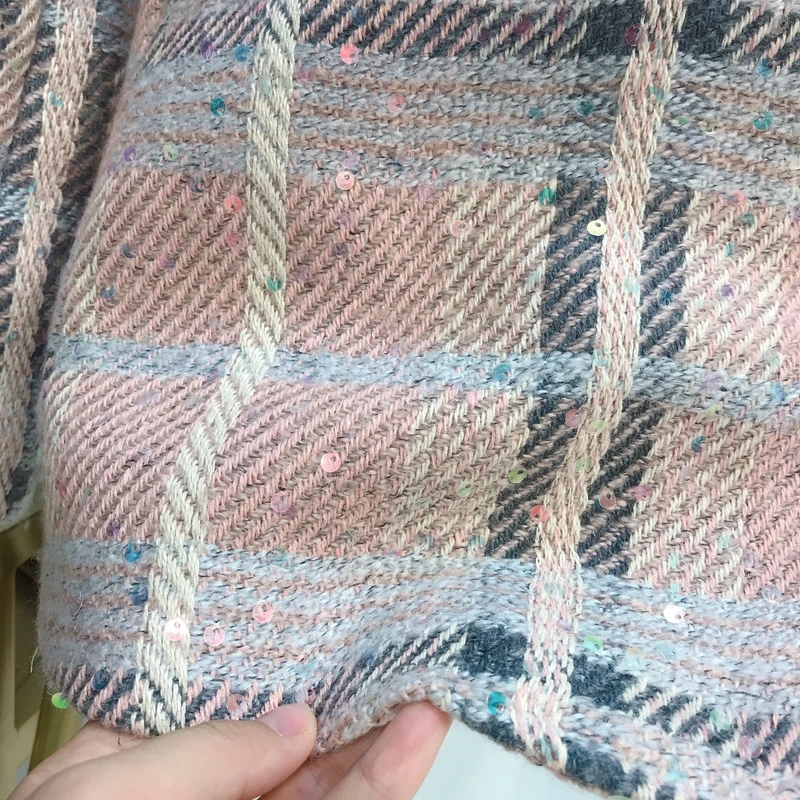 

Autumn Wnter Fashion Plaid Jacket Women Vintage Plus Cotton Thicken Sequined Woolen Long Sleeve Suit Casual Female