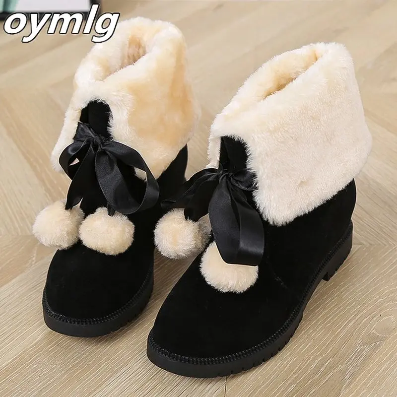 

oymlg Sneakers women boots 2020 solid velvet warm non-slip ankle boots women shoes winter snow boots causal shoes woman Bootie