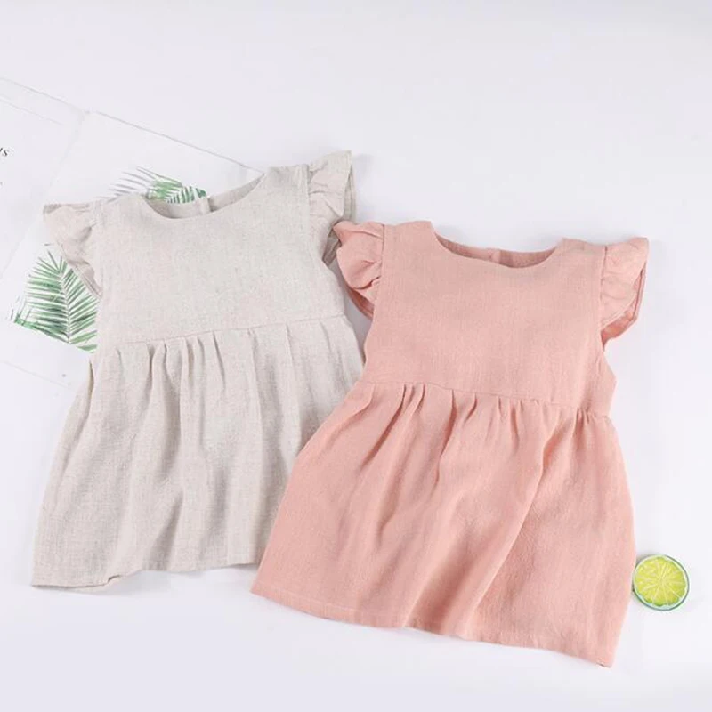 

Летнее платье с рукавами-крылышками для маленьких платья для девочек платье принцессы Детское платье без рукавов с большим бантом, платье п...