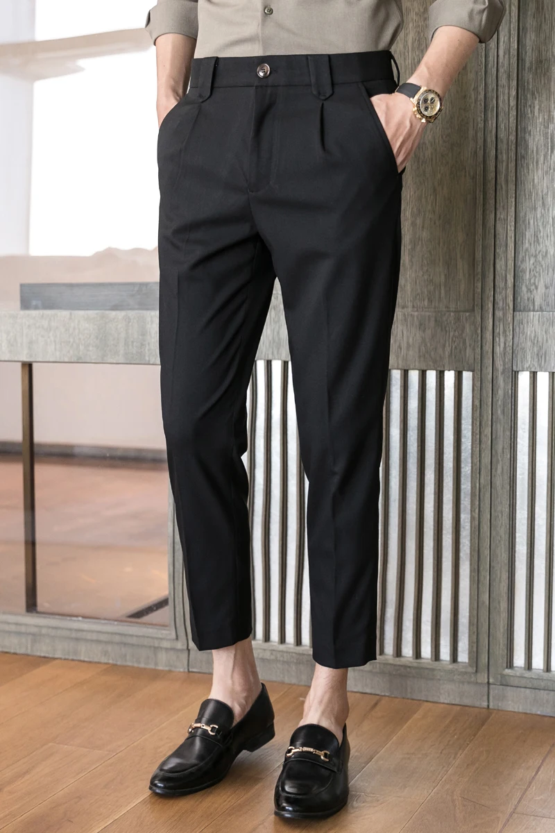 

Classic Khaki Men's Business Dress Pants 2020 Spring Casual Slim Streetwear Social Suit Pants men Office Wedding Party Trousers