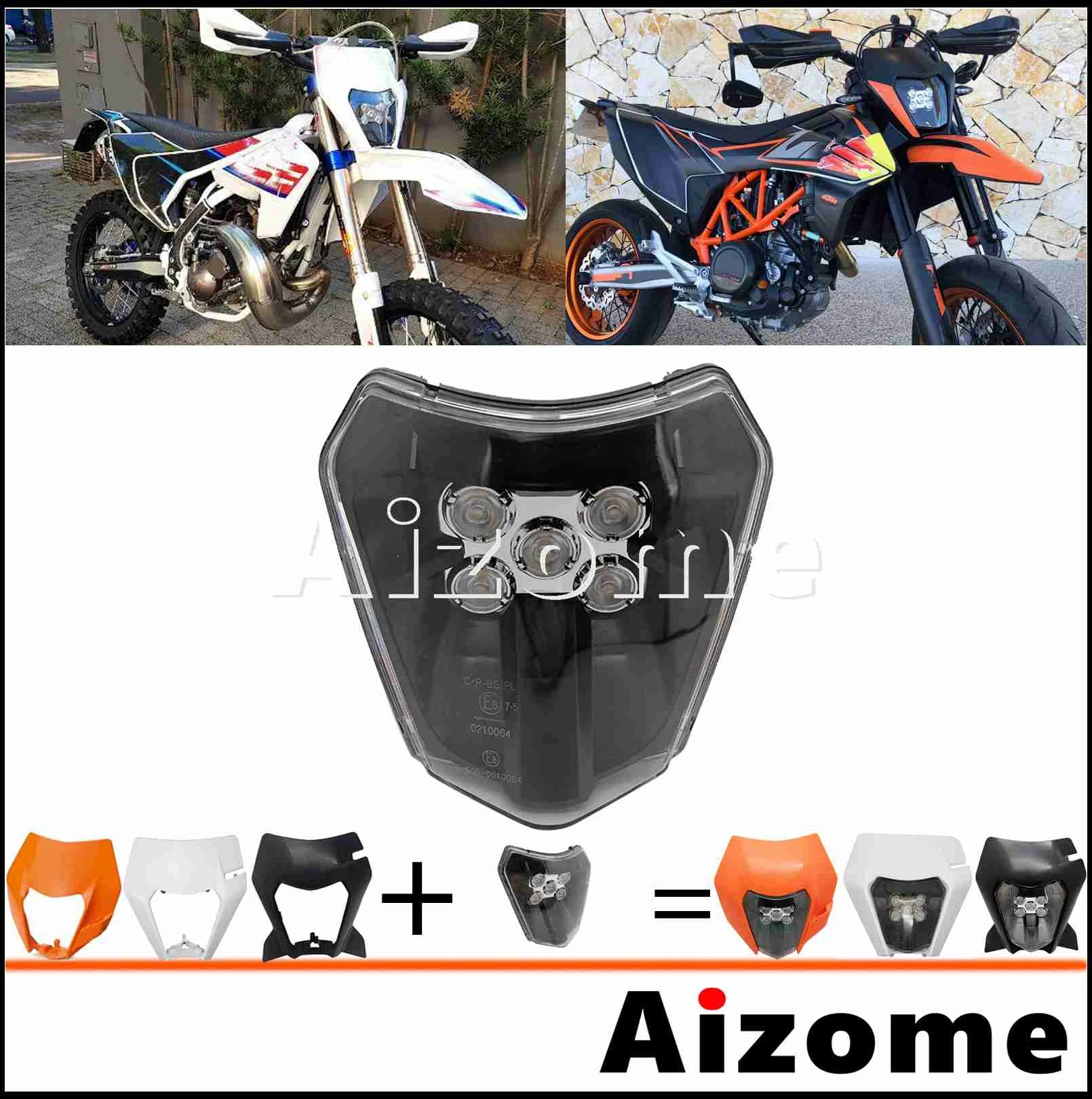

LED Enduro Dual Sport E-MARK E8 Headlight LED Visor Running Light for 2012-2020 XC EXC 250 300 450 SIX DAYS TE FE TC 250 350 450