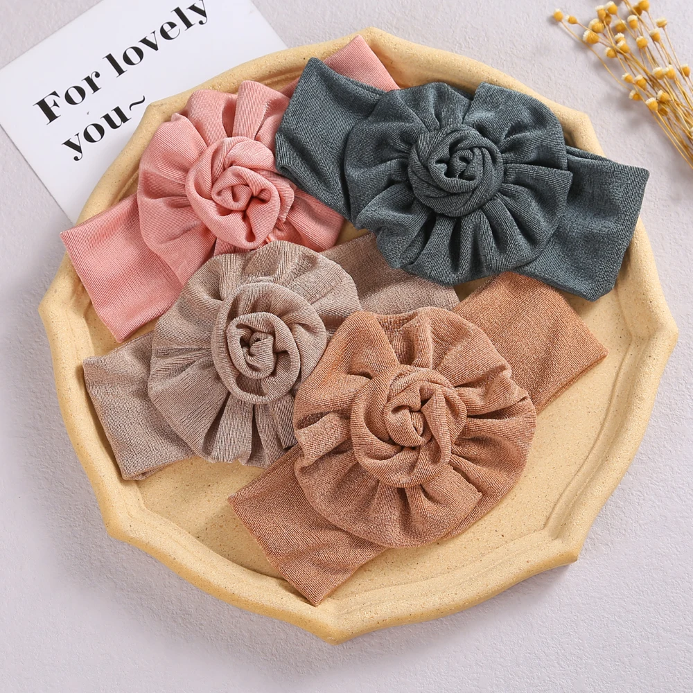 

Flower Hair Bands for Girls Cotton newborn Headband for children Soft Elastic turban baby girls photography Accessories hair